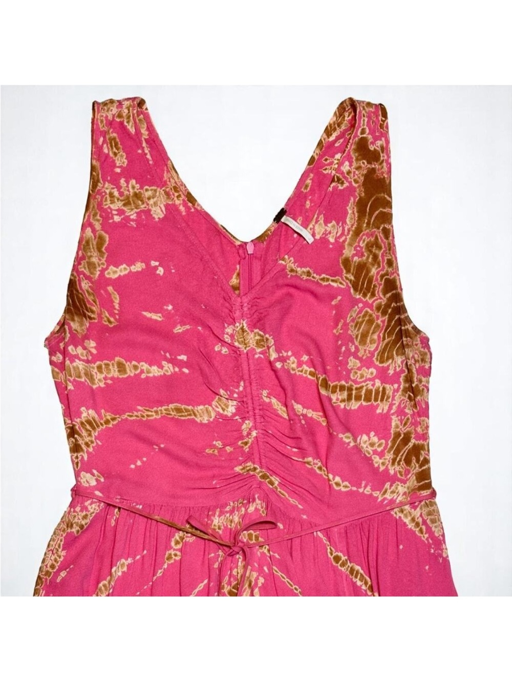 YFB Young Fabulous & Broke Boho Pink Flamingo Gold Tie-Dye Maxi Dress - Size M - Picture 3 of 6
